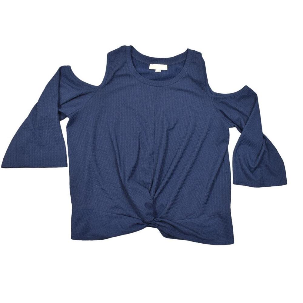 Michael Kors Blue Blouse 1X Plus Size Polyester Off Shoulder